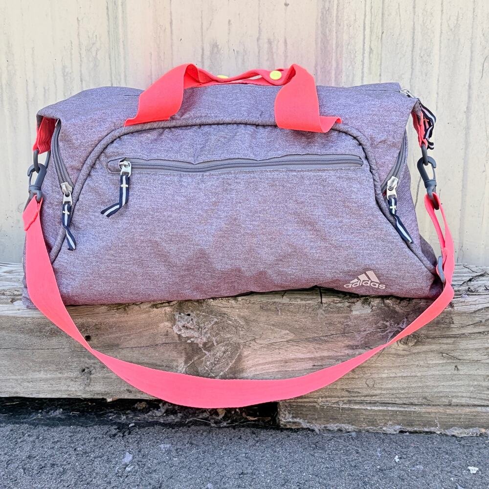 Adidas Duffel Gym Bag 17" Long Strap Multi Pockets Pink Purple
